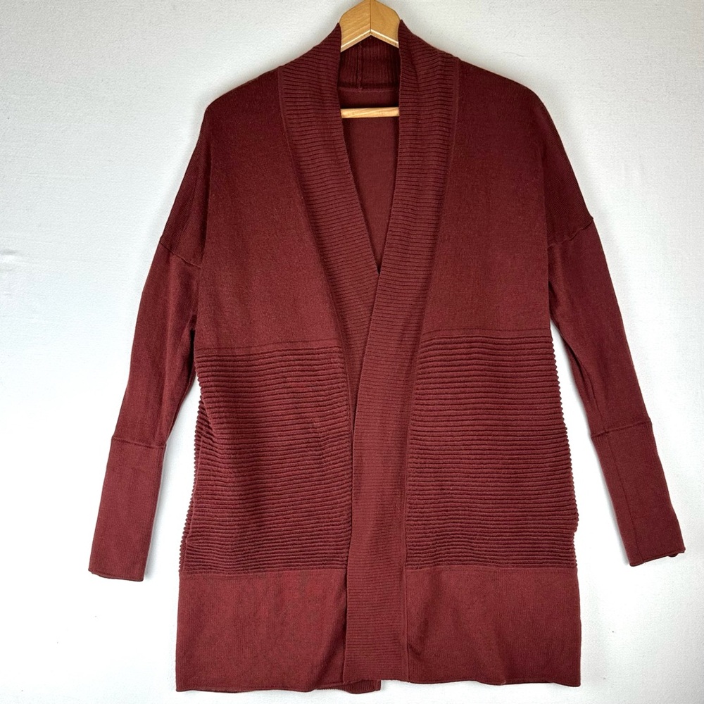 Lululemon Sit in Lotus Wool Blend Open‎ Front Ribbed Cardigan Sweater